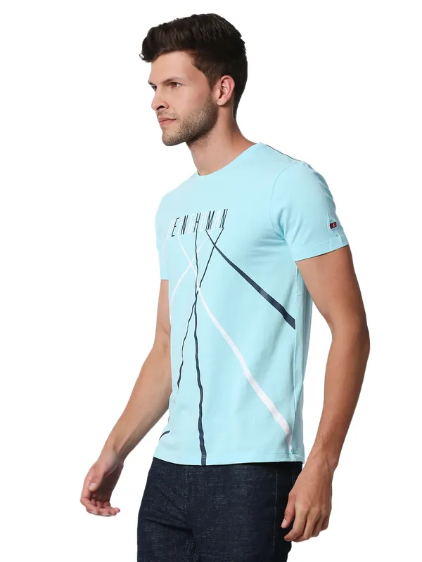 Being Human Regular Fit Men Crew Neck T-Shirts-Aqua