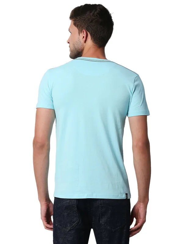 Being Human Regular Fit Men Crew Neck T-Shirts-Aqua
