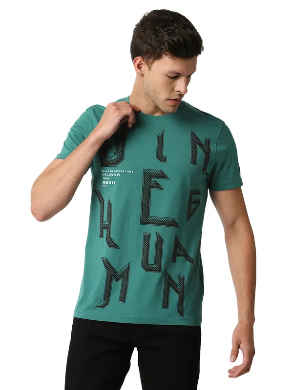 Being Human Clothing Men Regular Fit Crew Neck T-Shirts-Evergreen