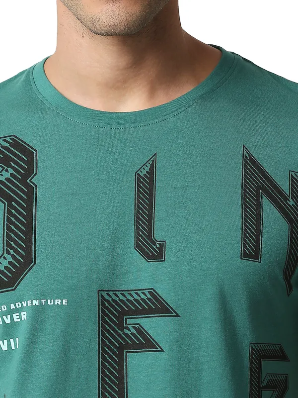 Being Human Clothing Men Regular Fit Crew Neck T-Shirts-Evergreen