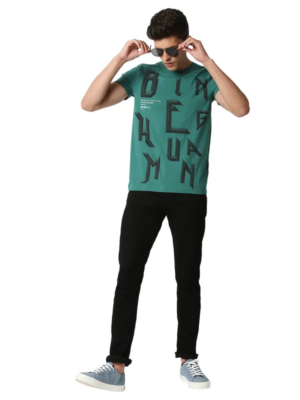 Being Human Clothing Men Regular Fit Crew Neck T-Shirts-Evergreen