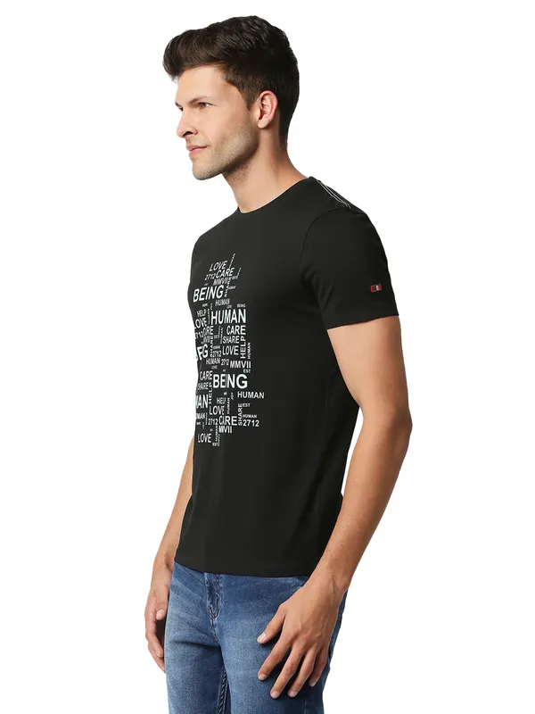 Being Human Clothing Men Regular Fit Crew Neck T-Shirts-Black