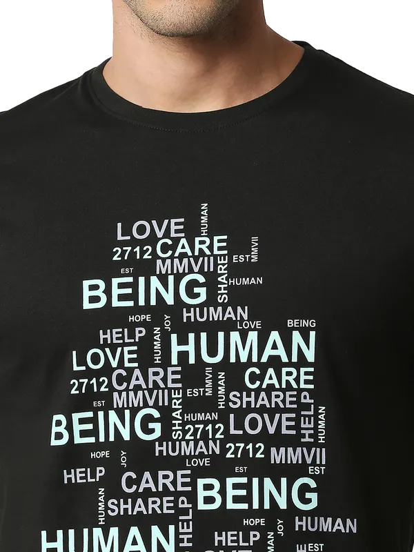 Being Human Clothing Men Regular Fit Crew Neck T-Shirts-Black