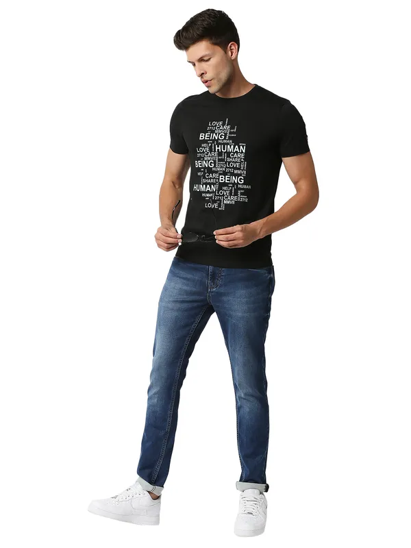 Being Human Clothing Men Regular Fit Crew Neck T-Shirts-Black