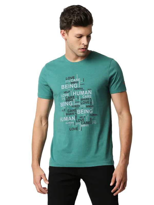 Being Human Clothing Men Regular Fit Crew Neck T-Shirts-Evergreen