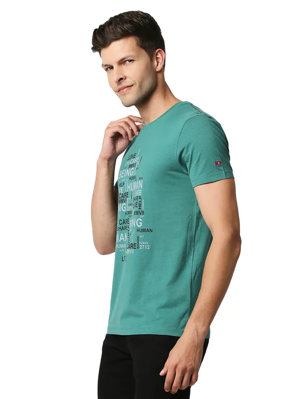 Being Human Clothing Men Regular Fit Crew Neck T-Shirts-Evergreen