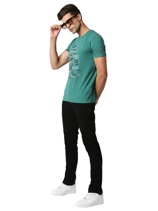 Being Human Clothing Men Regular Fit Crew Neck T-Shirts-Evergreen