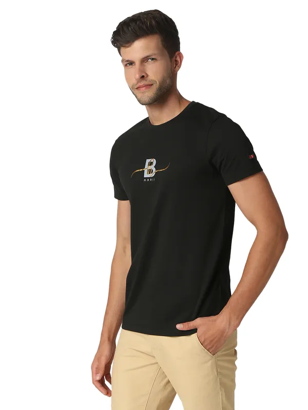 Being Human Clothing Men Regular Fit Crew Neck T-Shirts-Black