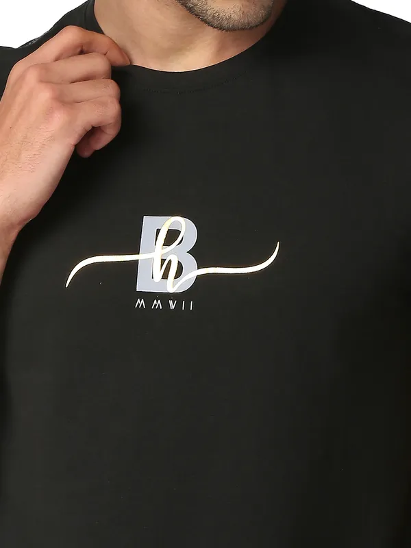 Being Human Clothing Men Regular Fit Crew Neck T-Shirts-Black