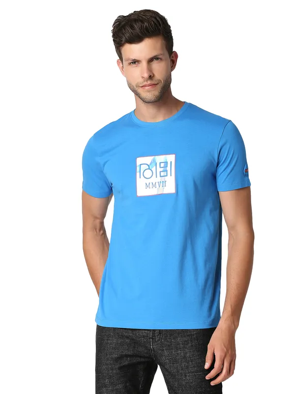 Being Human Regular Fit Men Crew Neck T-Shirts-Blue