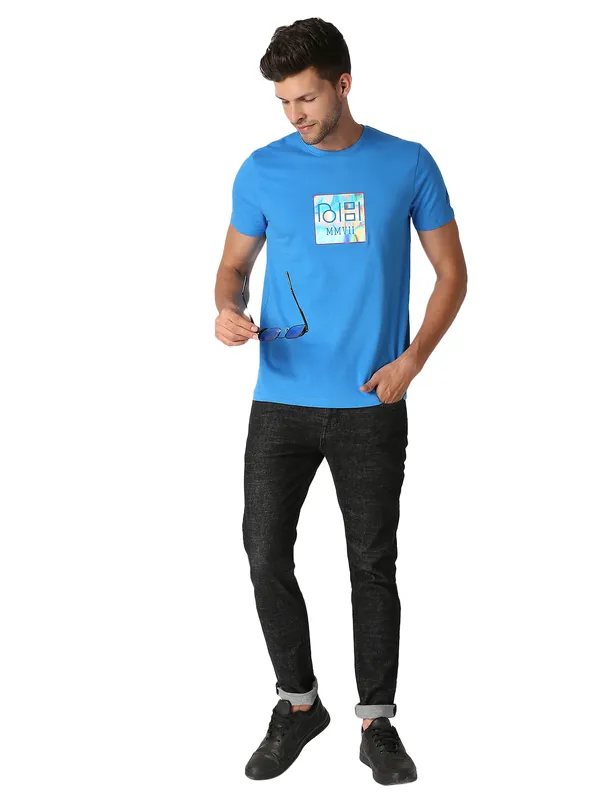 Being Human Regular Fit Men Crew Neck T-Shirts-Blue