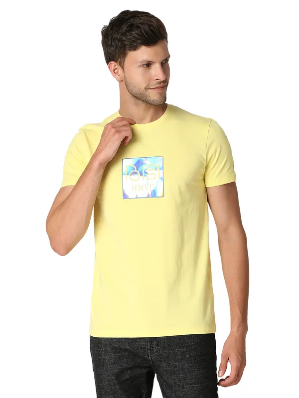 Being Human Regular Fit Men Crew Neck T-Shirts-Lemon