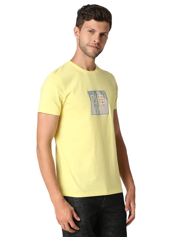 Being Human Regular Fit Men Crew Neck T-Shirts-Lemon