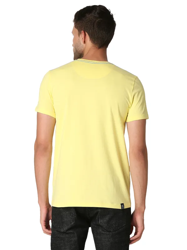 Being Human Regular Fit Men Crew Neck T-Shirts-Lemon