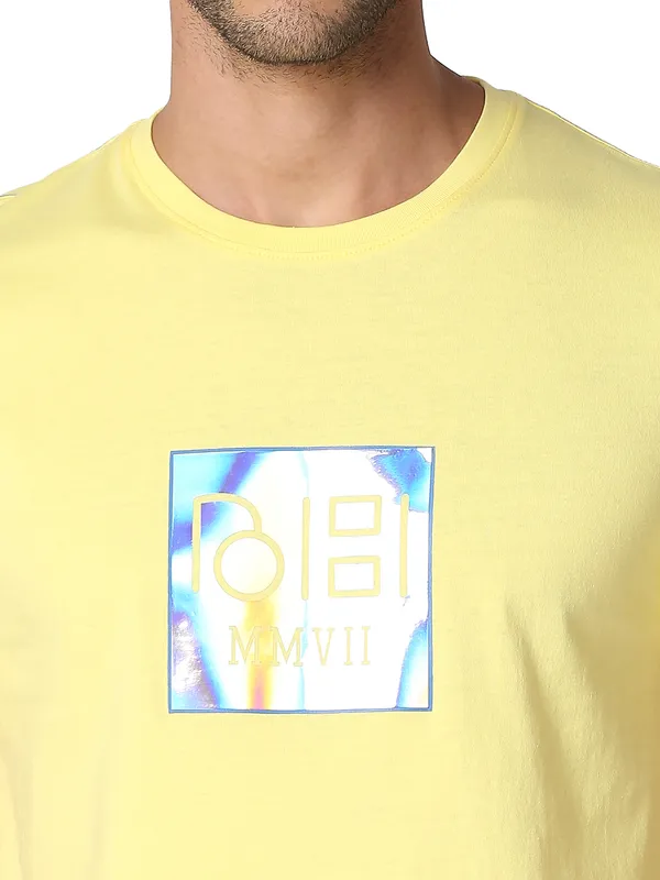 Being Human Regular Fit Men Crew Neck T-Shirts-Lemon