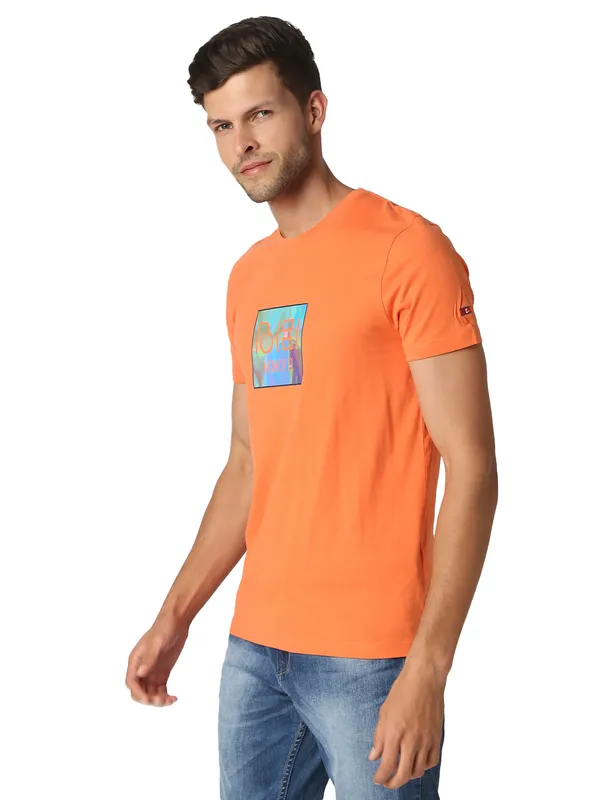 Being Human Regular Fit Men Crew Neck T-Shirts-Orange