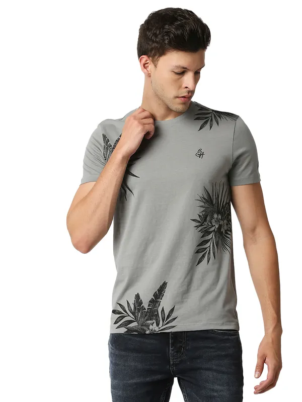 Being Human Regular Fit Men Crew Neck T-Shirts-Grey