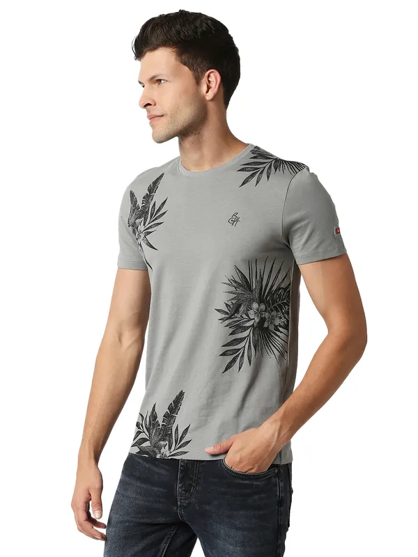 Being Human Regular Fit Men Crew Neck T-Shirts-Grey