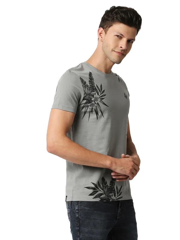 Being Human Regular Fit Men Crew Neck T-Shirts-Grey
