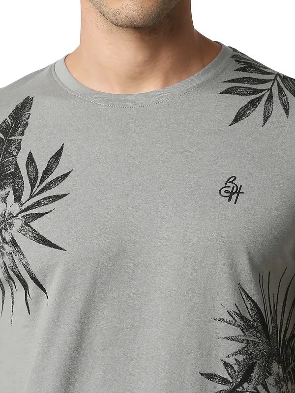 Being Human Regular Fit Men Crew Neck T-Shirts-Grey