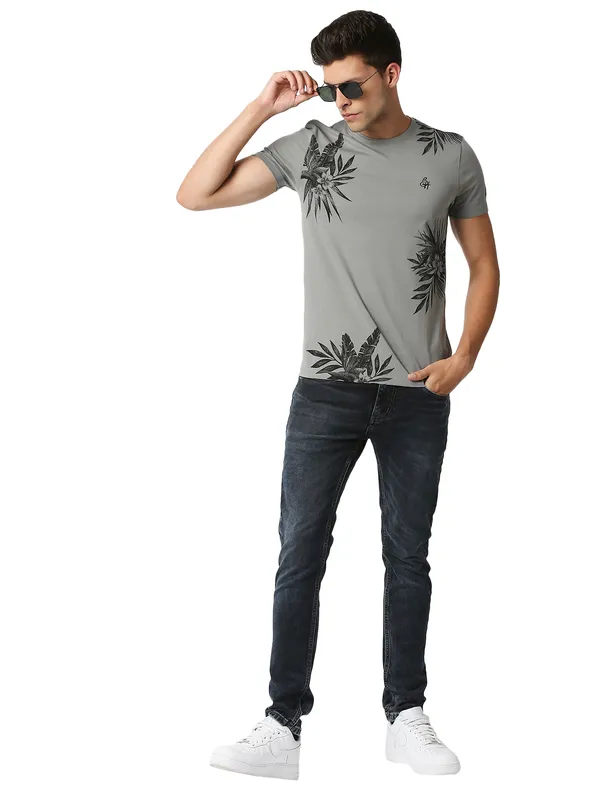 Being Human Regular Fit Men Crew Neck T-Shirts-Grey