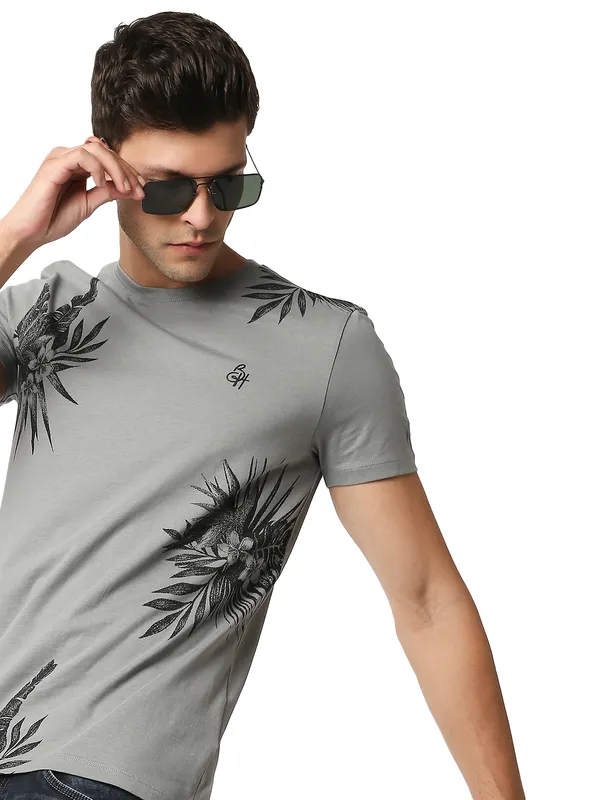 Being Human Regular Fit Men Crew Neck T-Shirts-Grey