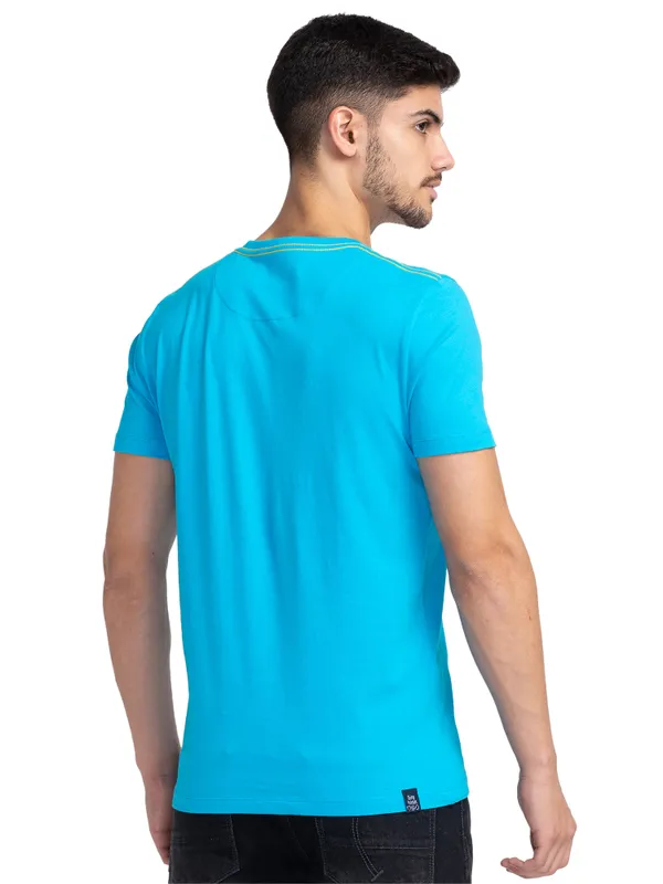 Being Human Regular Fit Men Crew Neck T-Shirts-Vivid Blue