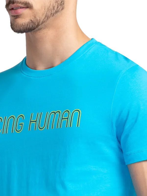 Being Human Regular Fit Men Crew Neck T-Shirts-Vivid Blue