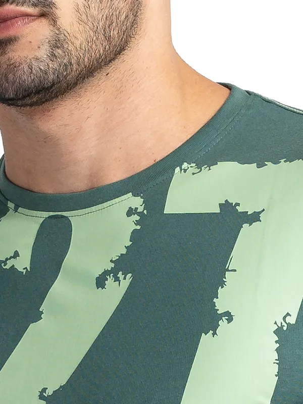 Being Human Regular Fit Men Crew Neck T-Shirts-Dk.Green