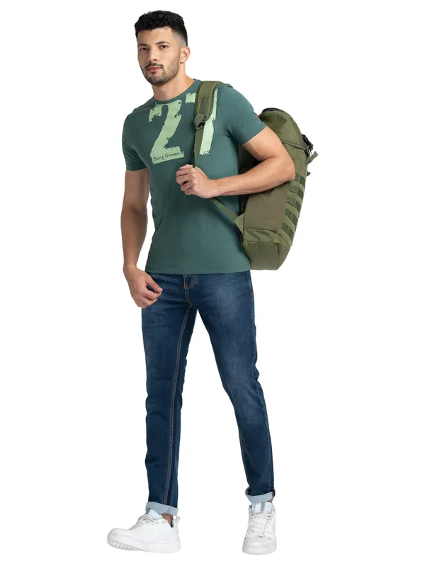 Being Human Regular Fit Men Crew Neck T-Shirts-Dk.Green