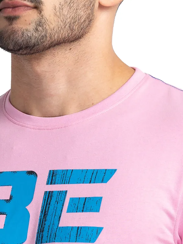 Being Human Regular Fit Men Crew Neck T-Shirts-Prism Pink