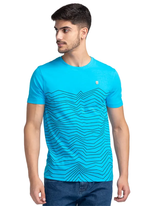 Being Human Regular Fit Men Crew Neck T-Shirts-Vivid Blue