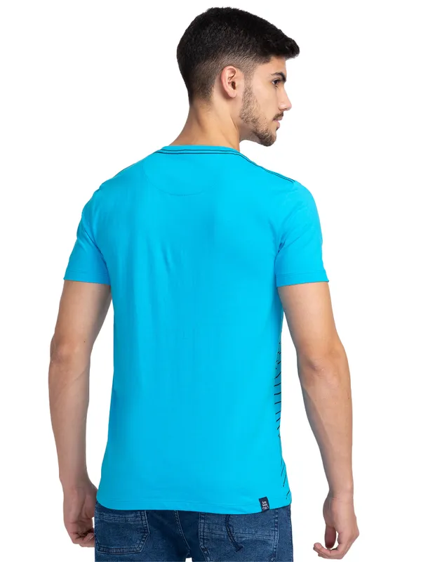 Being Human Regular Fit Men Crew Neck T-Shirts-Vivid Blue