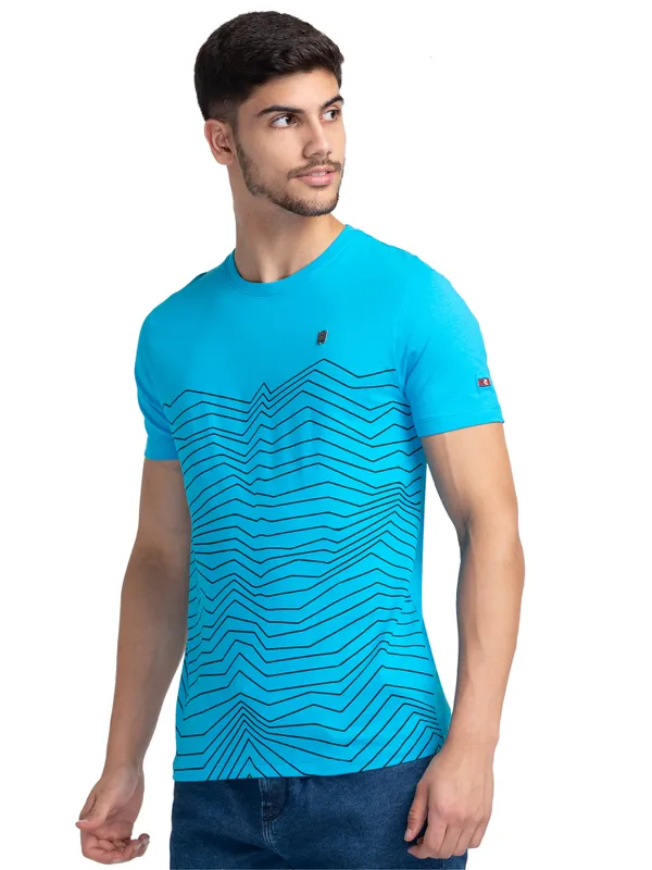 Being Human Regular Fit Men Crew Neck T-Shirts-Vivid Blue