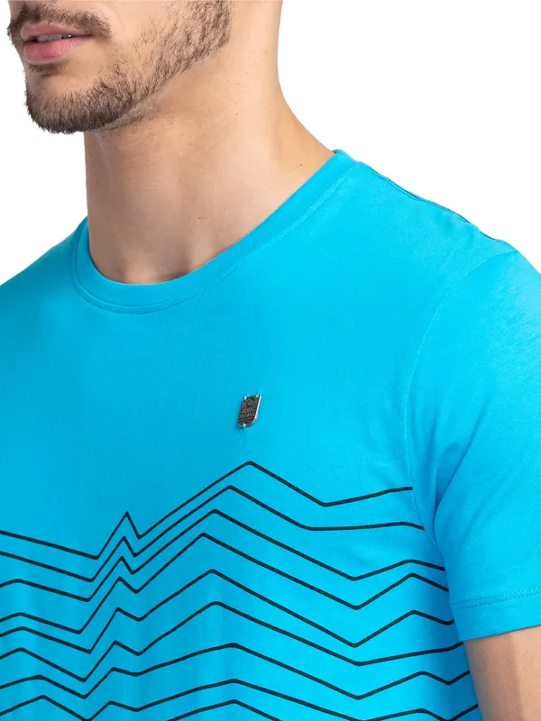 Being Human Regular Fit Men Crew Neck T-Shirts-Vivid Blue