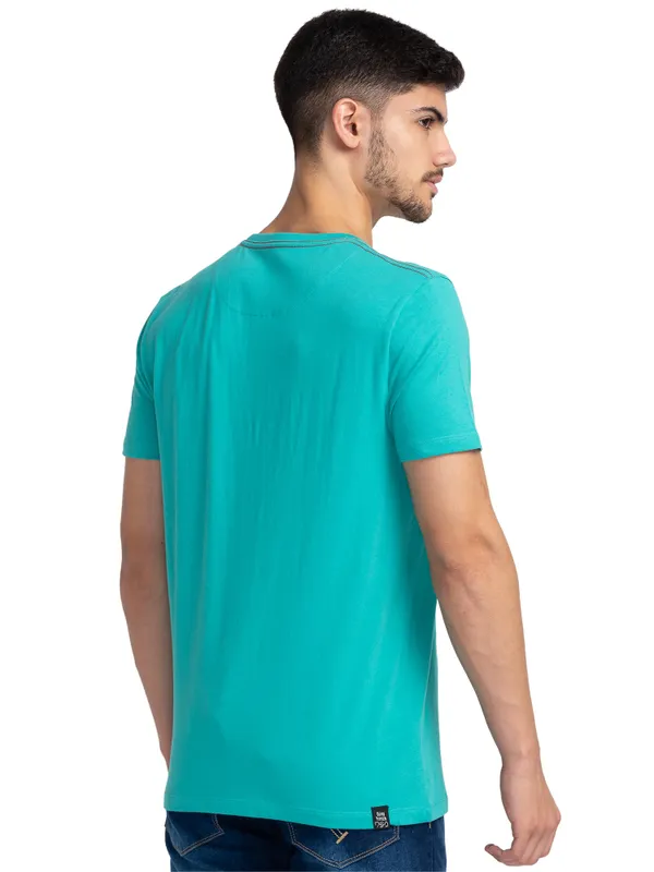 Being Human Regular Fit Men Crew Neck T-Shirts-Pool Green