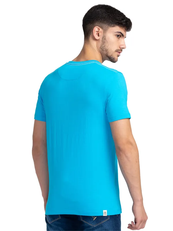 Being Human Regular Fit Men Crew Neck T-Shirts-Vivid Blue