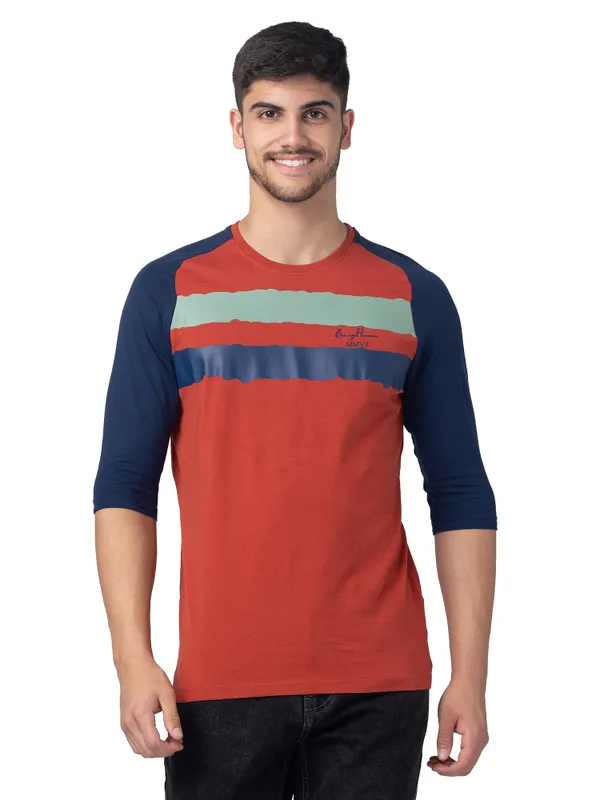 Being Human Clothing Men Regular Fit Crew Neck T-Shirts-Red Ochre