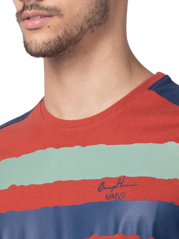 Being Human Clothing Men Regular Fit Crew Neck T-Shirts-Red Ochre