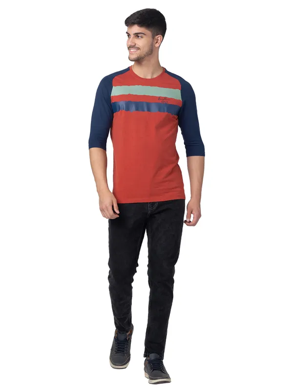 Being Human Clothing Men Regular Fit Crew Neck T-Shirts-Red Ochre