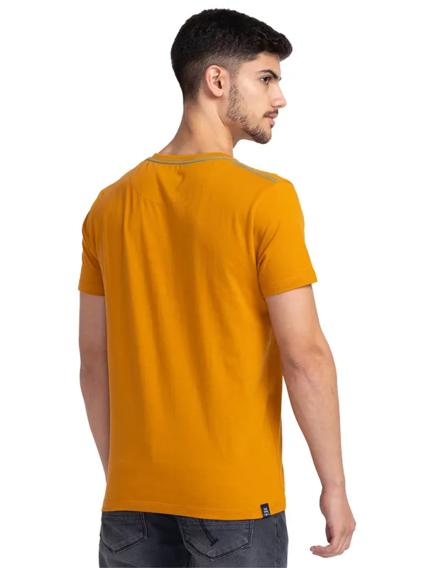 Being Human Clothing Men Regular Fit Henley Neck T-Shirts-Thai Curry