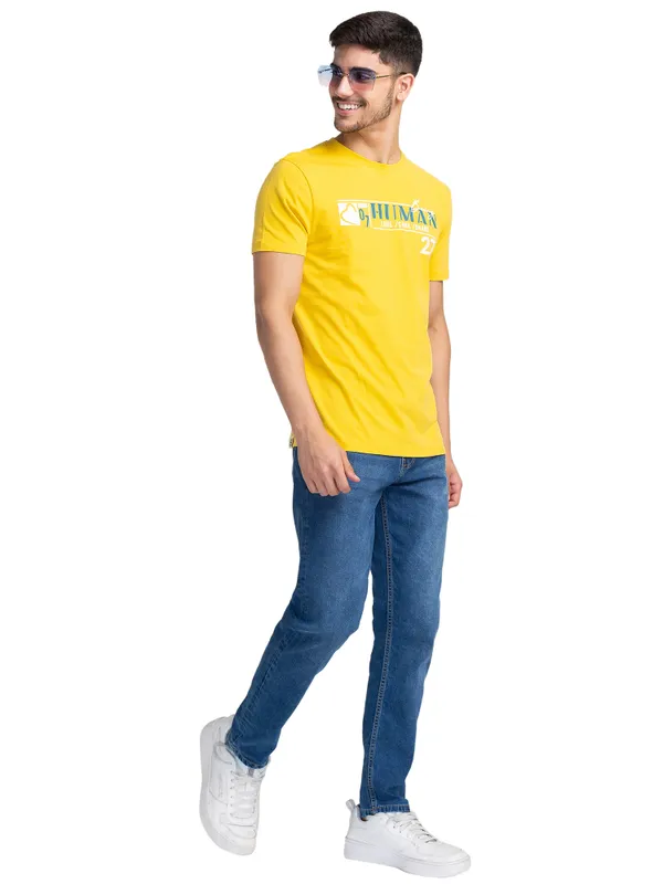 Being Human Regular Fit Men Crew Neck T-Shirts-Sulphur