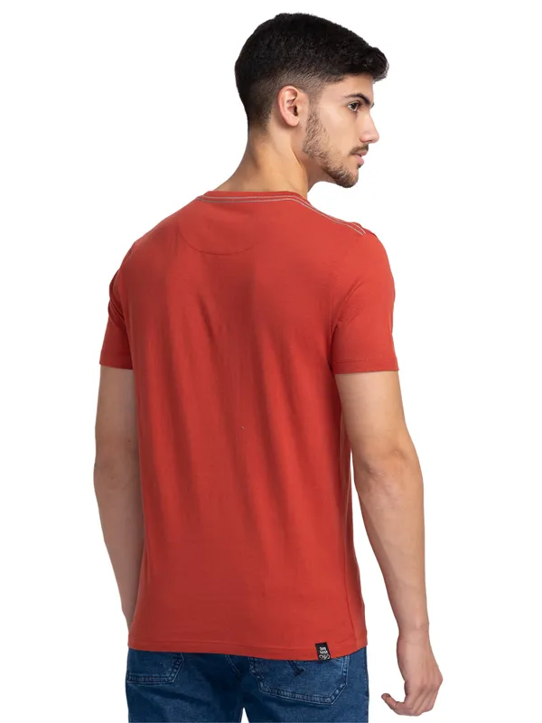 Being Human Clothing Men Regular Fit Crew Neck T-Shirts-Red Ochre