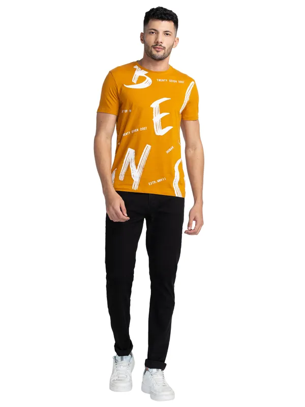 Being Human Regular Fit Men Henley Neck T-Shirts-Thai Curry