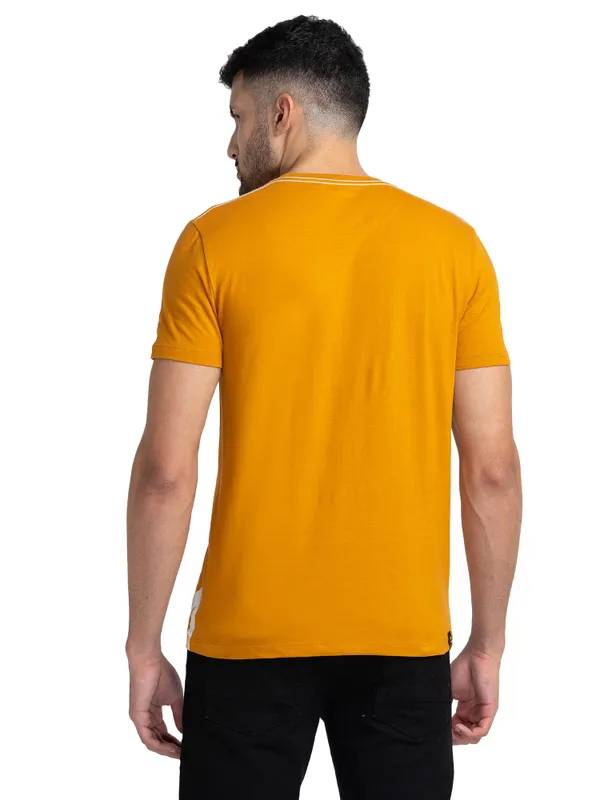 Being Human Regular Fit Men Henley Neck T-Shirts-Thai Curry