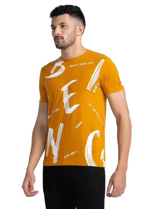 Being Human Regular Fit Men Henley Neck T-Shirts-Thai Curry