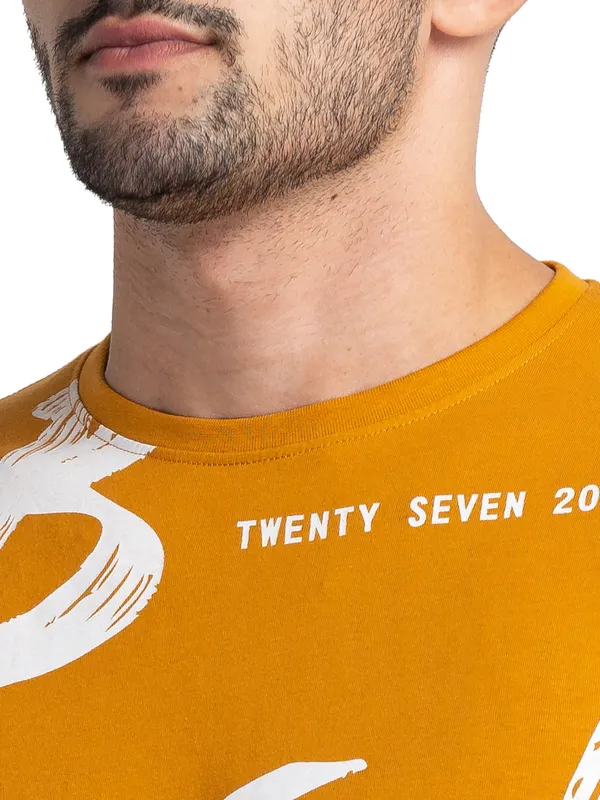 Being Human Regular Fit Men Henley Neck T-Shirts-Thai Curry