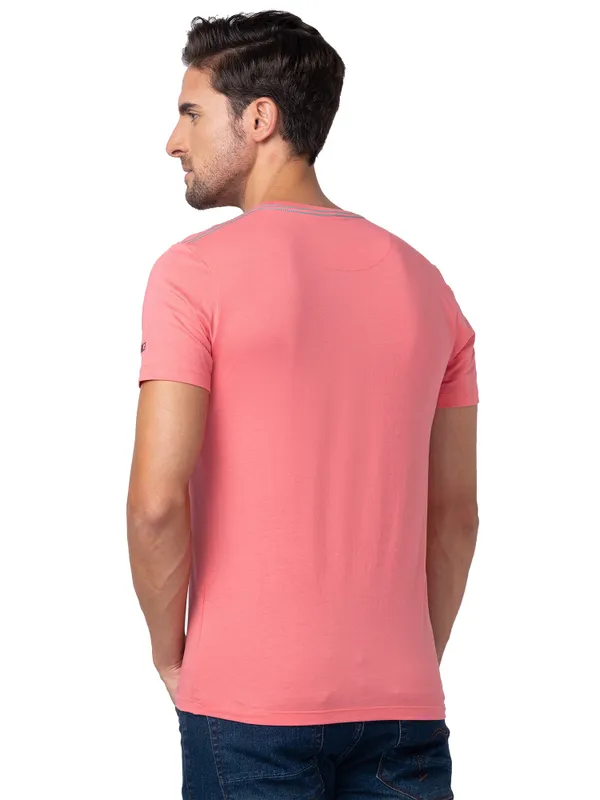 Being Human Clothing Men Regular Fit Crew Neck T-Shirts-Coral