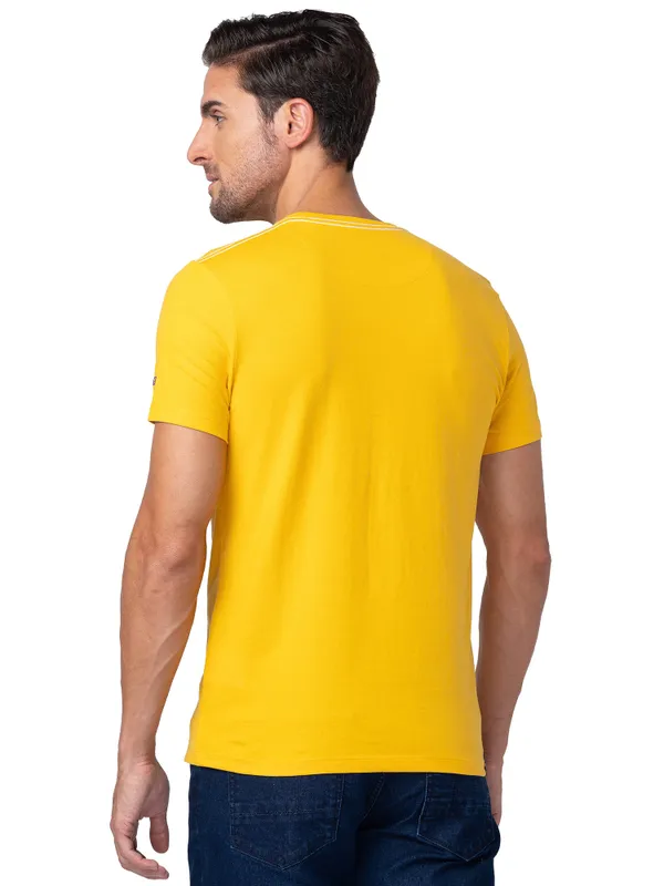 Being Human Clothing Men Regular Fit Crew Neck T-Shirts-Mustard