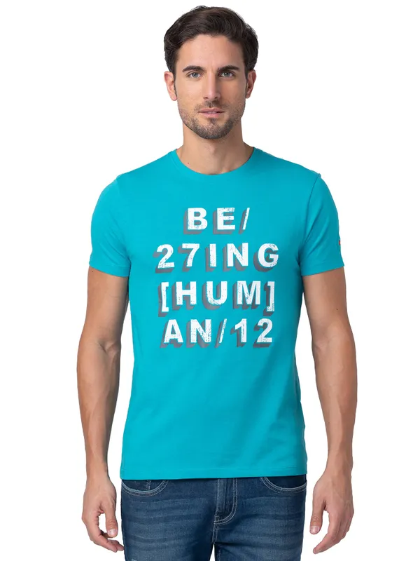Being Human Clothing Men Regular Fit Crew Neck T-Shirts-Virodian Green